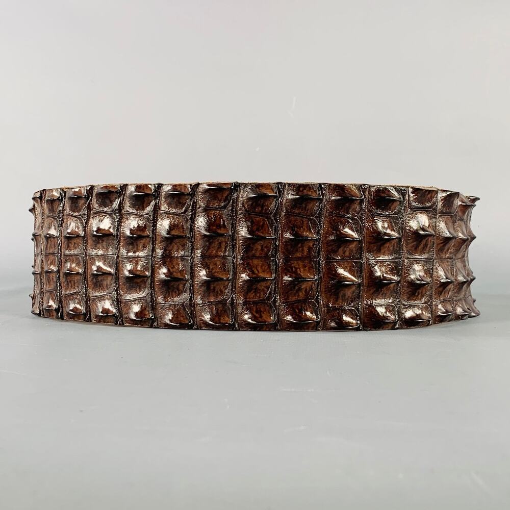 VINTAGE Brown Crocodile Leather Belt
